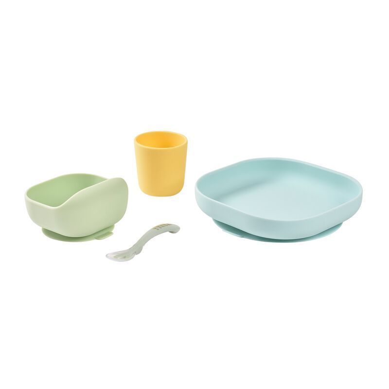 Coffret repas silicone 4 pièces - Jaune/Vert (Béaba) - Image 2