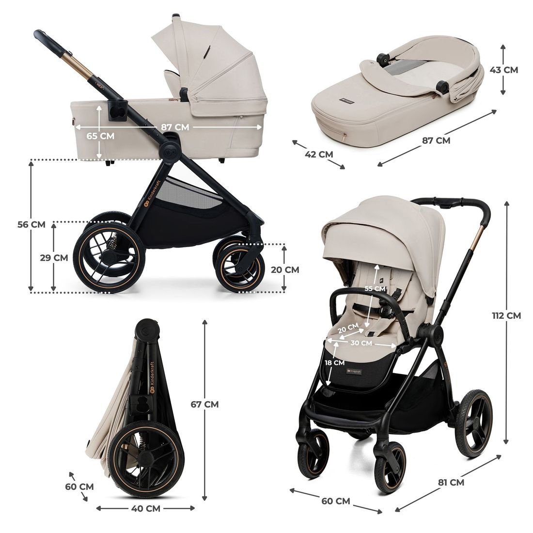 Poussette polyvalente NEA 2 beige (Kinderkraft) - Image 20