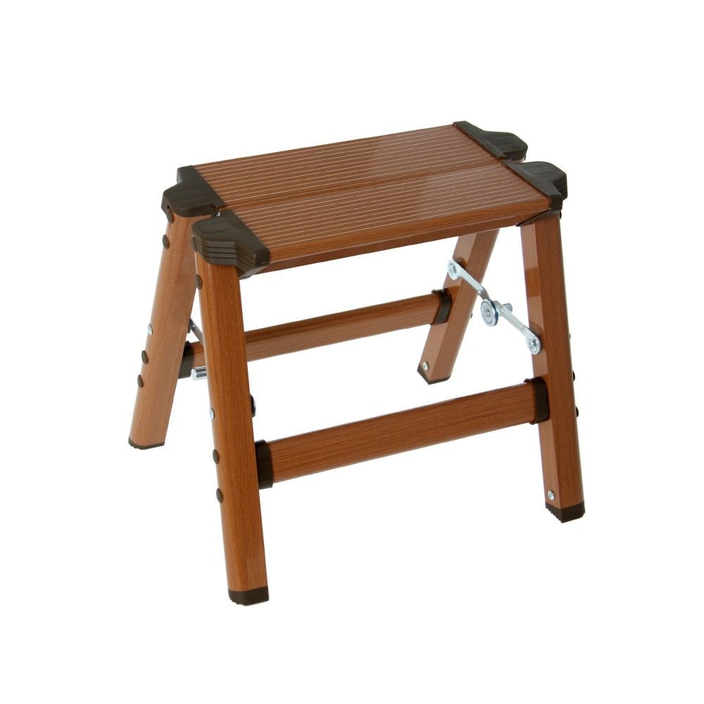 Escabeau marchepied pliable aluminium couleur bois H29,5cm (Wadiga) - Couverture