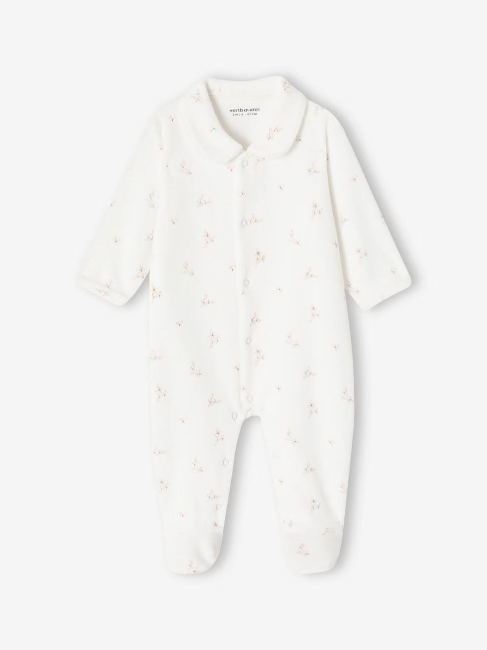 Lot de 2 pyjamas mixtes velours ouverture naissance rose (Vertbaudet) - Image 1