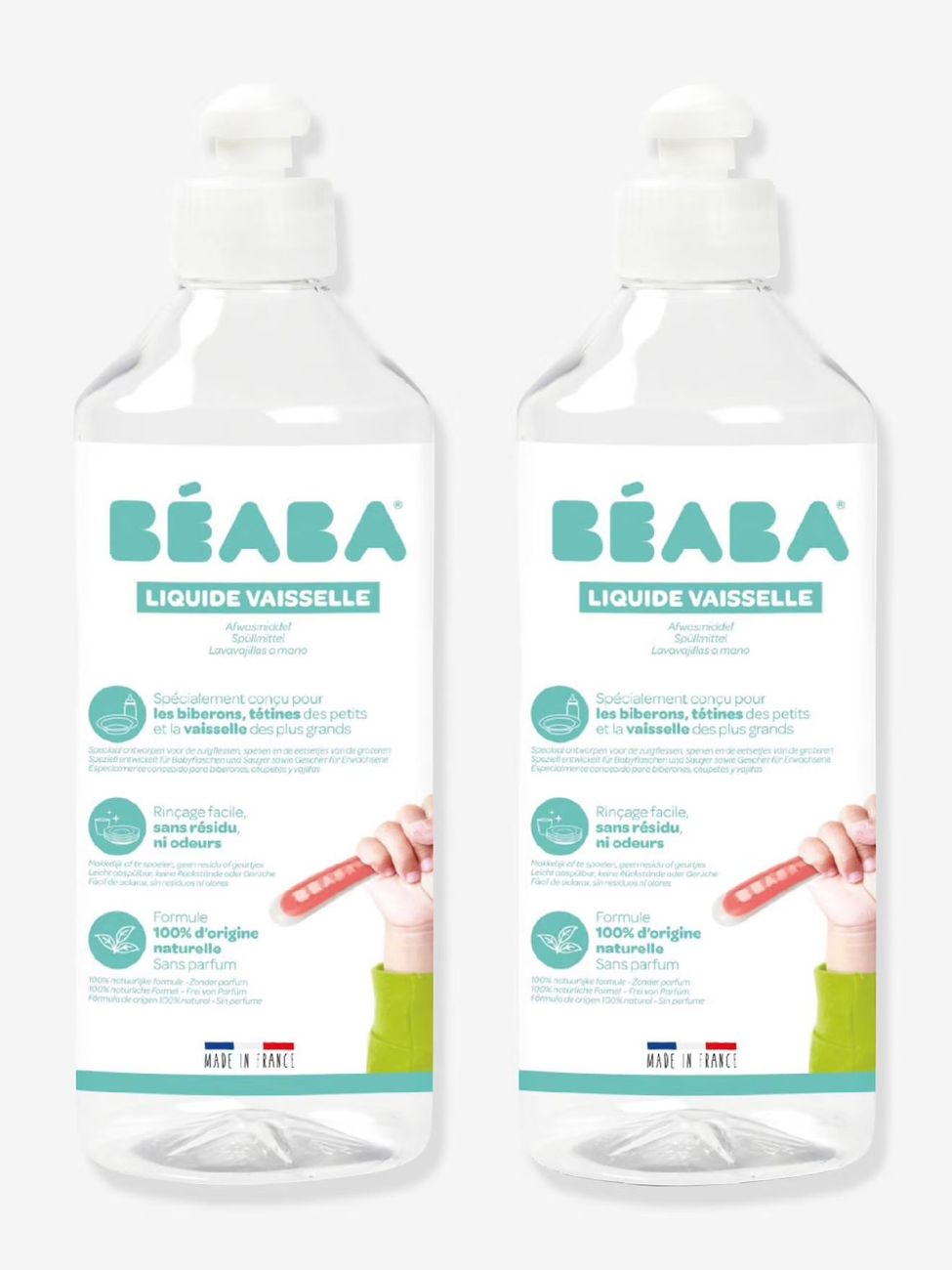 Lot de 2 flacons de liquide vaisselle (500 ml) blanc (Béaba) - Couverture