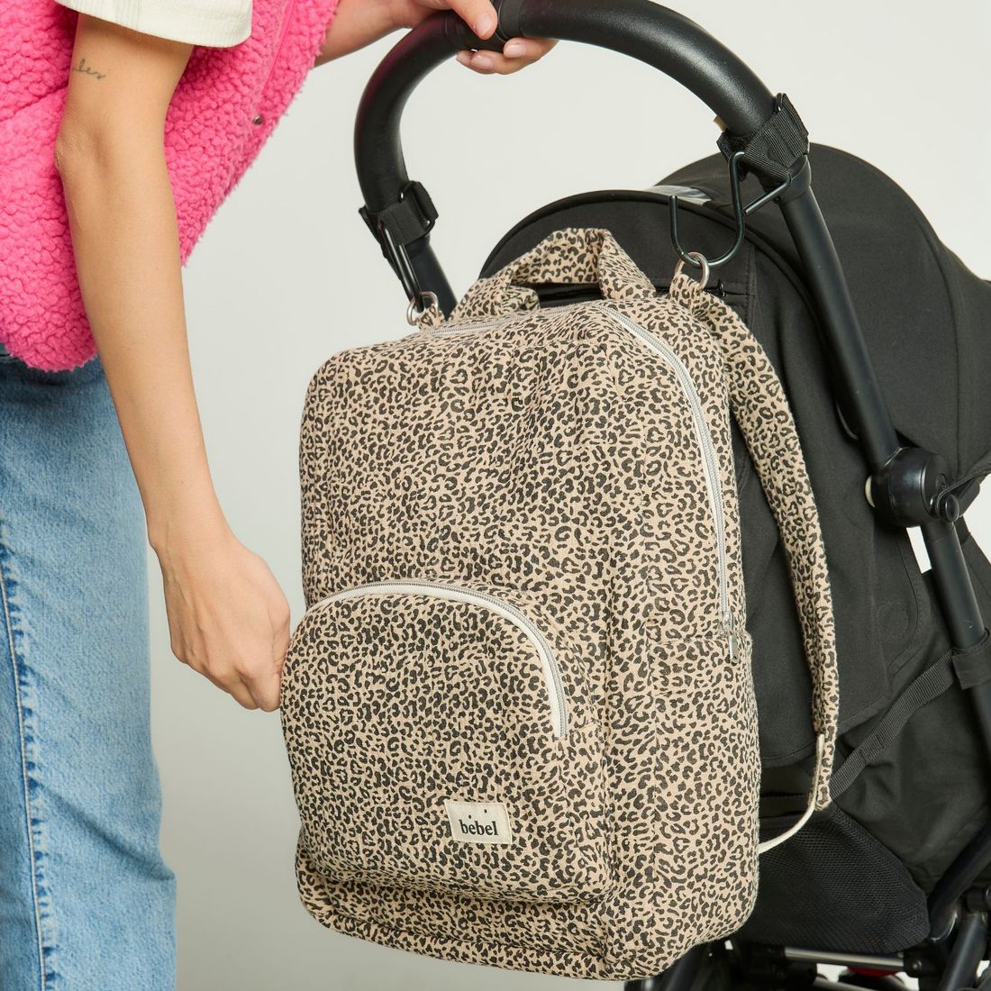 Sac à dos à langer Léopard beige (BEBEL) - Image 5