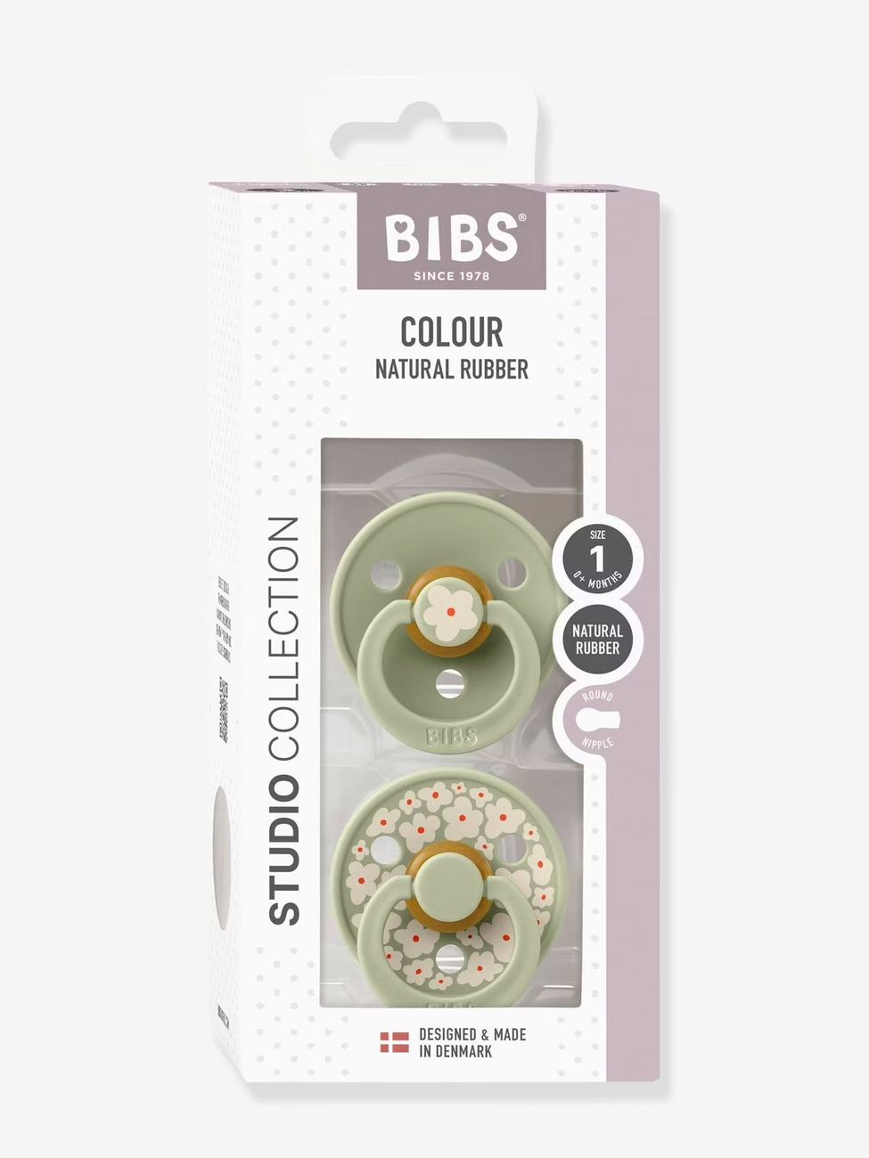 Lot de 2 sucettes-tétines Colour taille 1 vert sauge (Bibs) - Image 2
