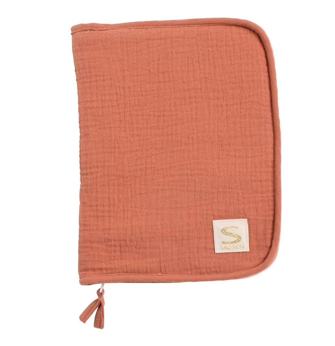 Protège Carnet De Santé En Double Gaze De Coton - Uni Terracotta Rouge (Sauthon) - Couverture