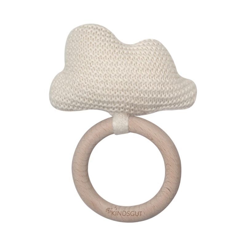 Hochet crocheté anneau en bois nuage (Kindsgut) - Image 1