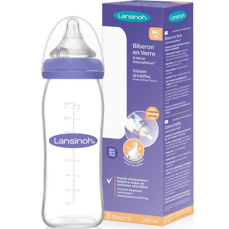 Biberon en verre Natural Wave spécial allaitement (240 ml) (Lansinoh) - Image 6