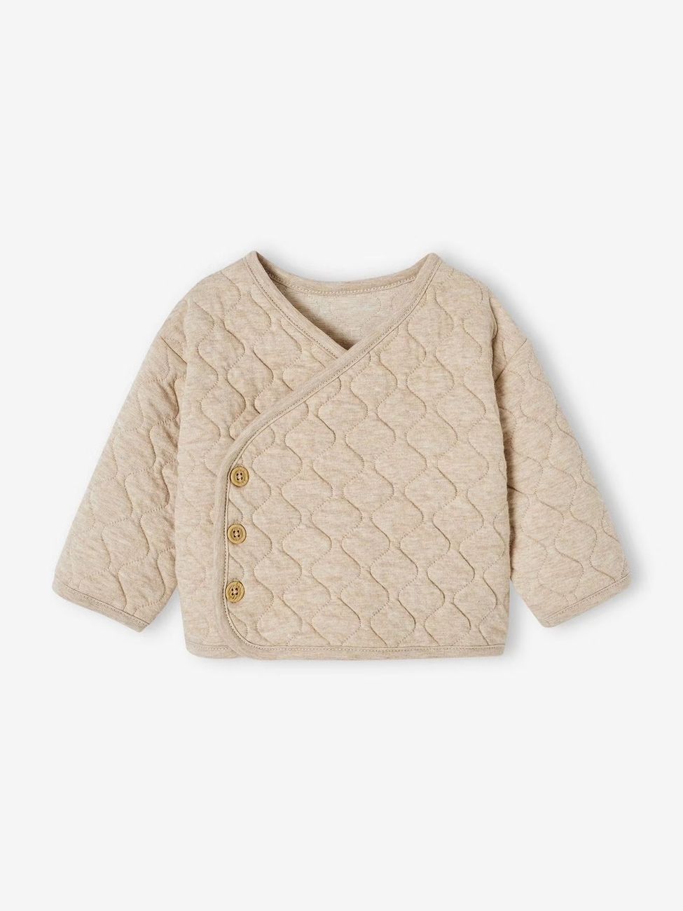 Gilet bébé matelassé ouverture naissance beige chiné (Vertbaudet) - Couverture