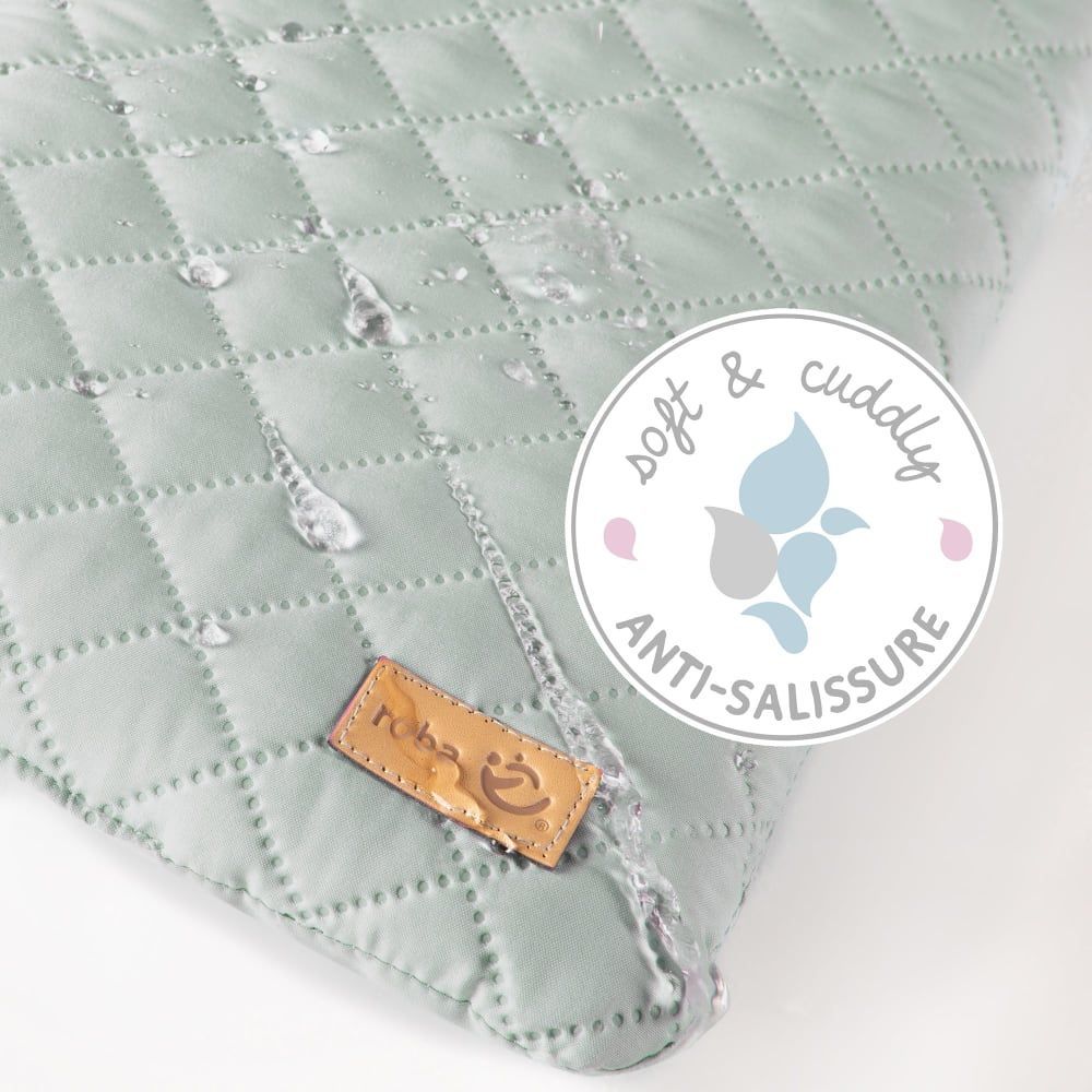 Parc bébé 75x100 réglable en bois blanc avec tapis vert (Roba) - Image 3