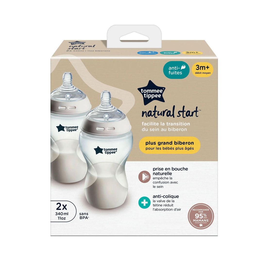 Biberon anti-colique Natural Start Lot de 2 (Tommee Tippee) - Image 2