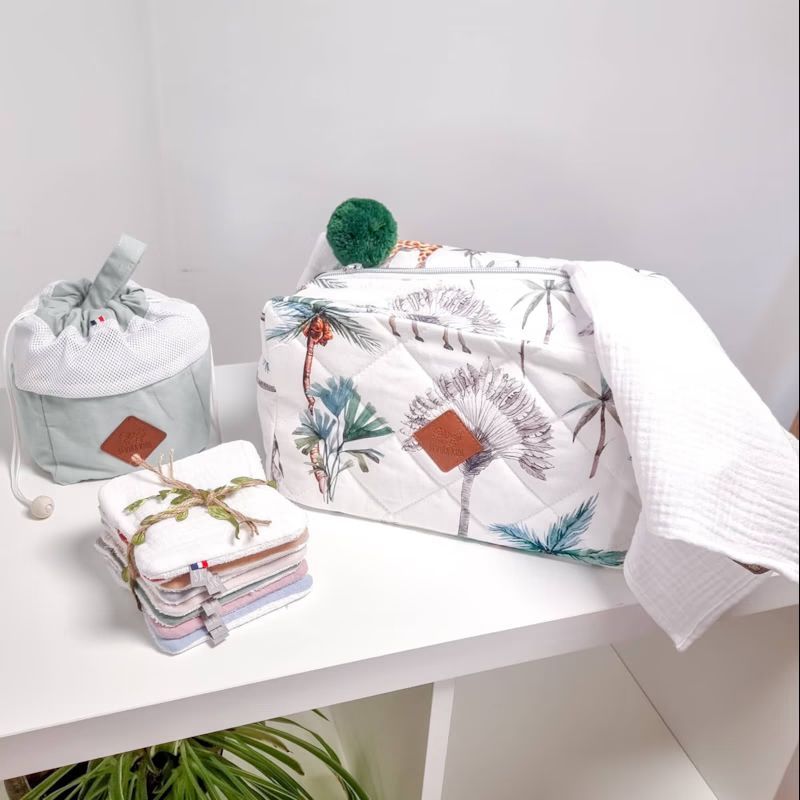 Lingettes lavables bambou lot 8 safari (Sevira Kids) - Image 1
