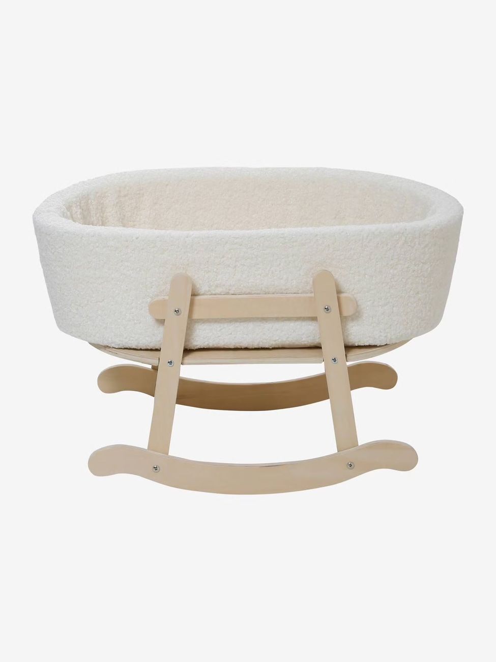 Lit à bascule en bois FSC® et tissu bouclette blanc (Vertbaudet) - Image 1