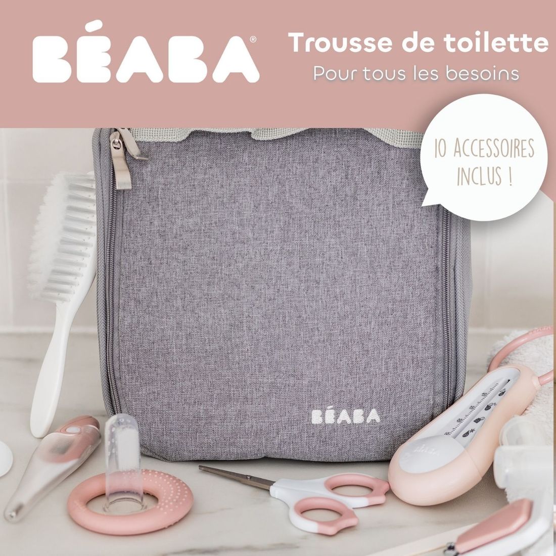 Trousse de soin Nomade Old Pink (10 accessoires) (Béaba) - Image 5