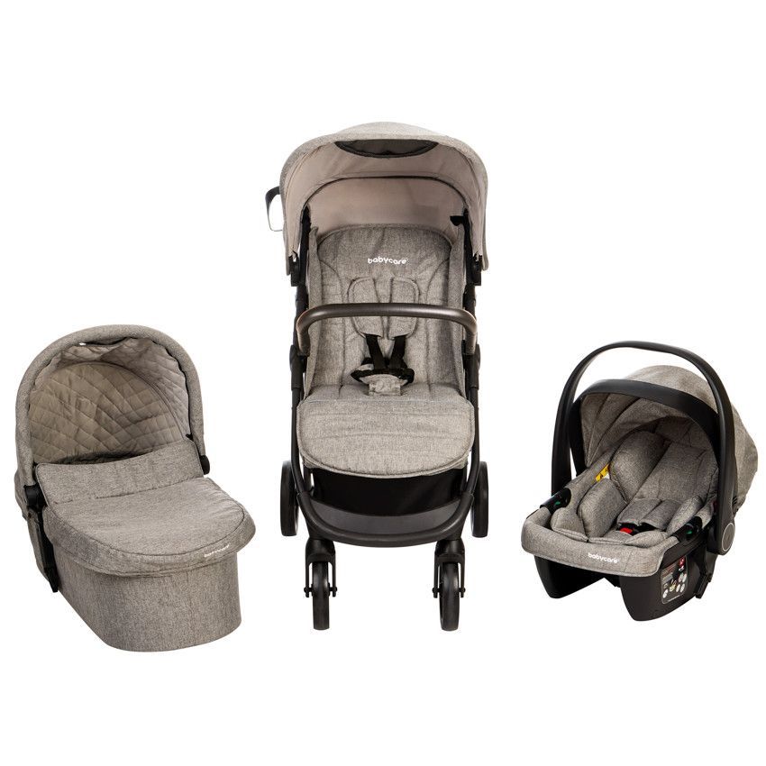 Poussette trio Triade avec siège-auto et nacelle gris - Gris (Babycare) - Couverture