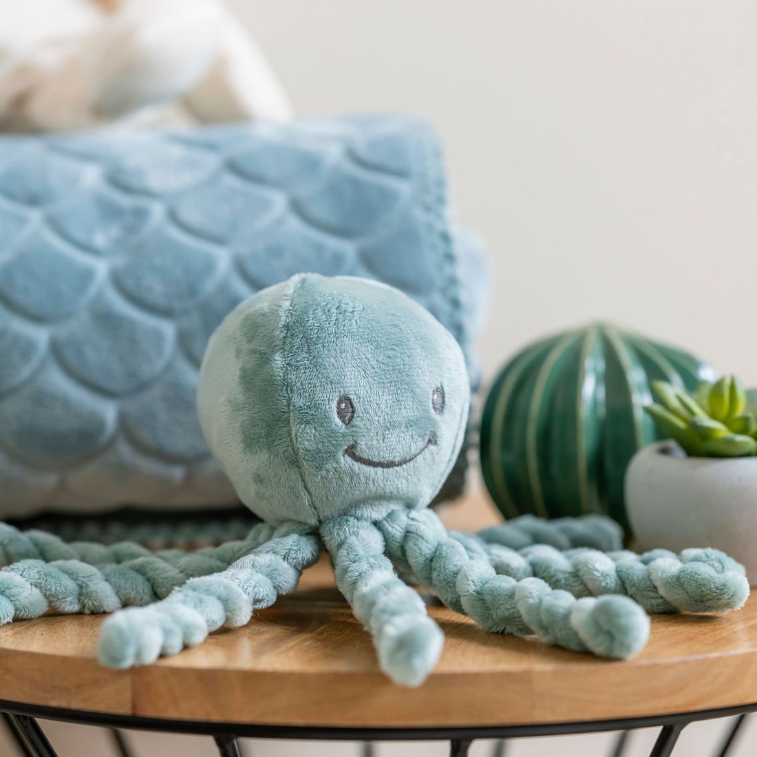 Peluche pieuvre Lapidou Vert de gris (23 cm) (Nattou) - Image 1