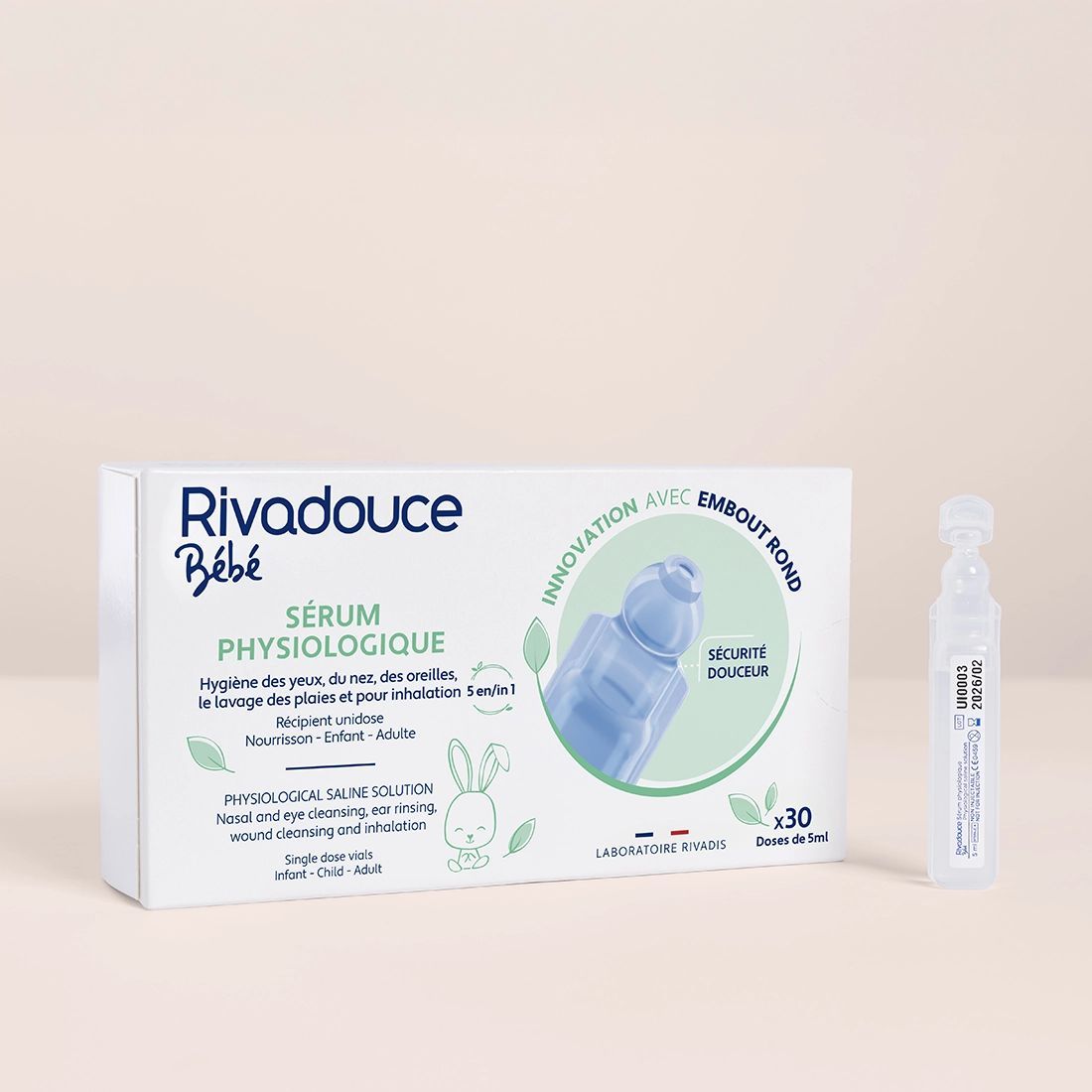 Sérum Physiologique 30x5ml - Soin - Peaux sensibles - 100% d'ingrédients naturels - Rivadouce (rivadouce) - Couverture