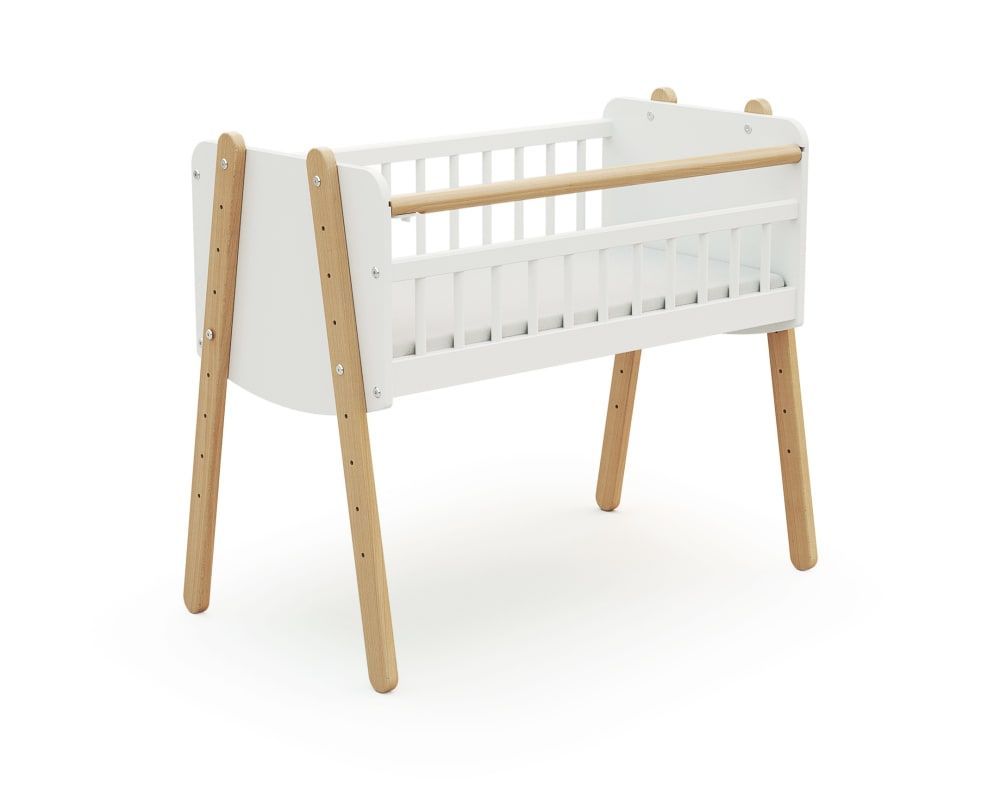 Berceau cododo en bois blanc et hêtre verni 40 x 80 cm (At4) - Image 2