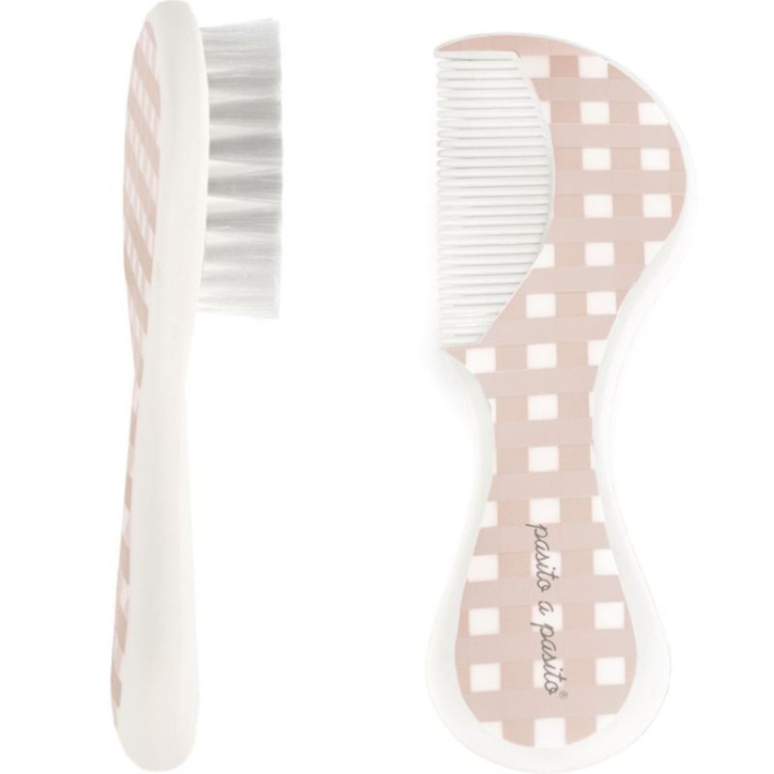 Brosse et peigne carrés Vichy rose (Pasito a pasito) - Image 2