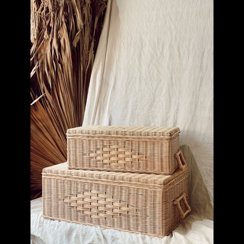 Duo de coffres en rotin (Terracotta) - Image 1