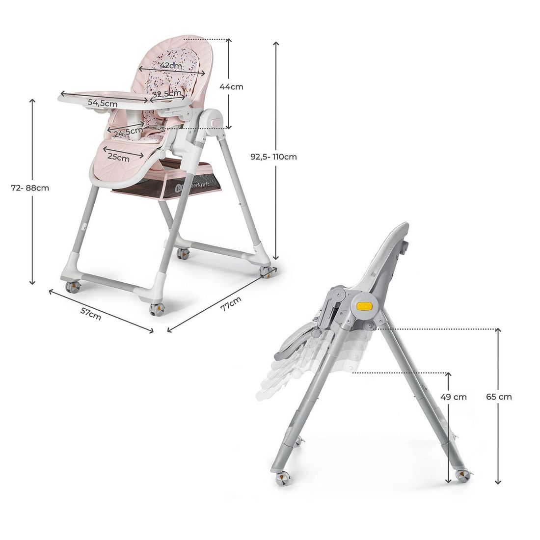 Chaise haute LASTREE rose (Kinderkraft) - Image 9