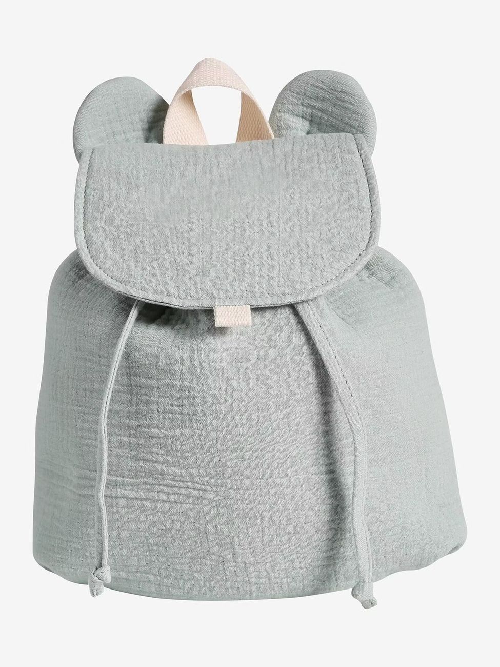 Sac à dos personnalisable en gaze de coton animation oreilles vert sauge (Vertbaudet) - Couverture