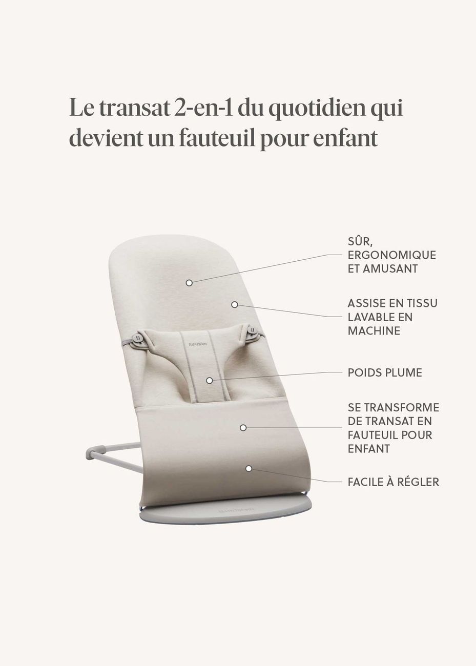 Transat Bliss - Rose poudré / Tissé, matelassage Pétale / Gris clair (BabyBjörn) - Image 11