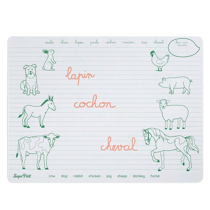 Set de Table à Colorier Réversible et son Feutre - Les Animaux de la Ferme (Super Petit) - Image 4