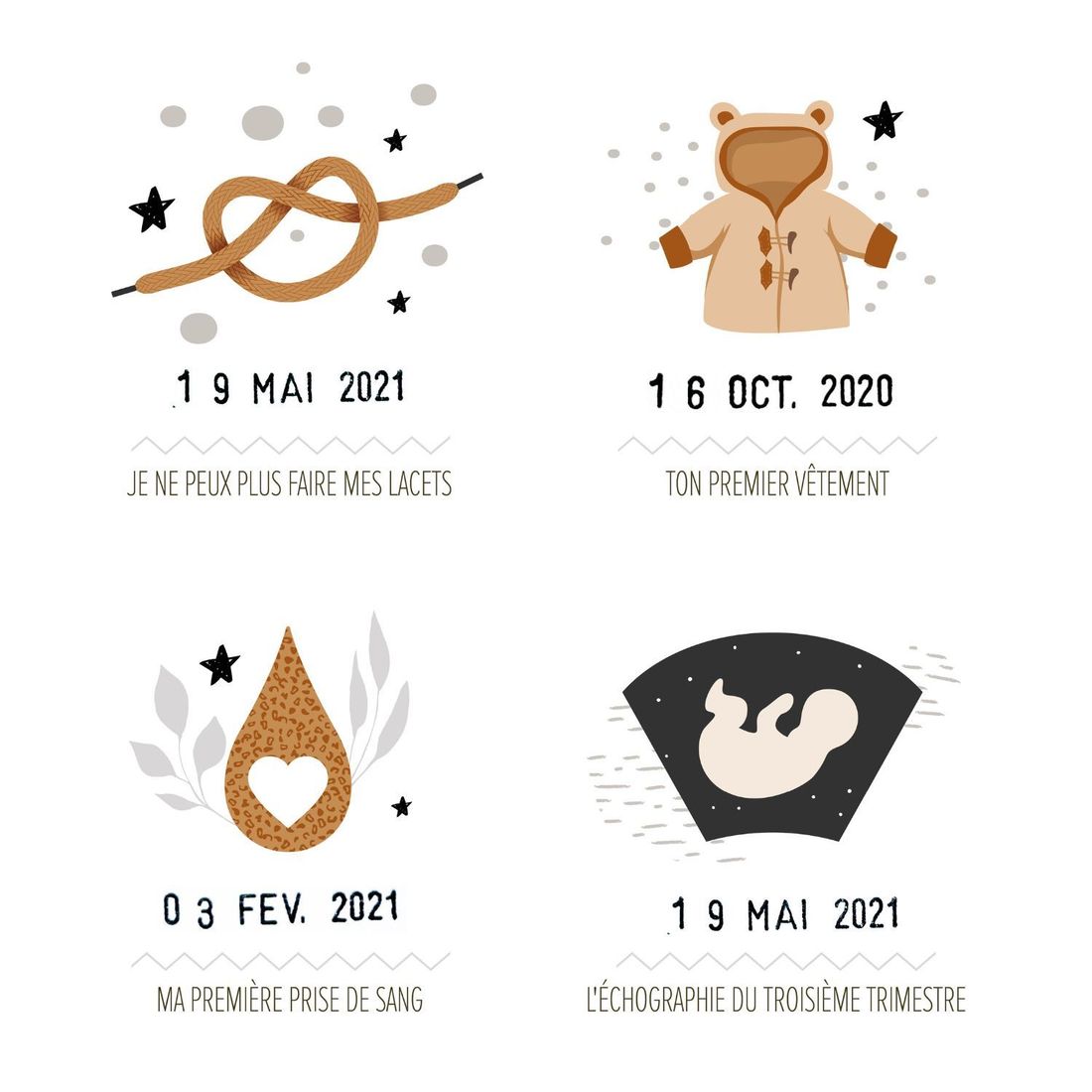 Affiche En t’attendant Originale claire Maman et Papa (40x50 cm) (Les Petites Dates) - Image 8