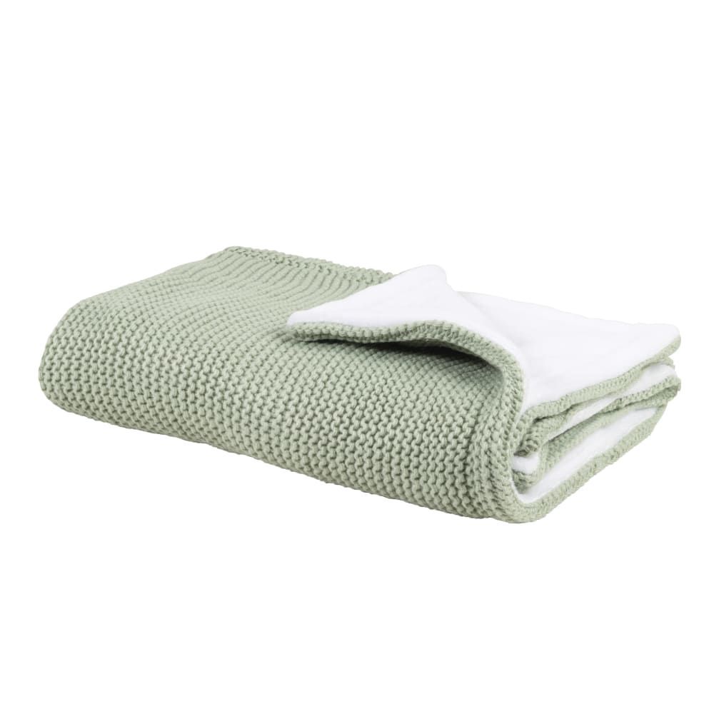 Plaid vert d'eau en maille et polaire 77x77 (Maisons du Monde) - Couverture