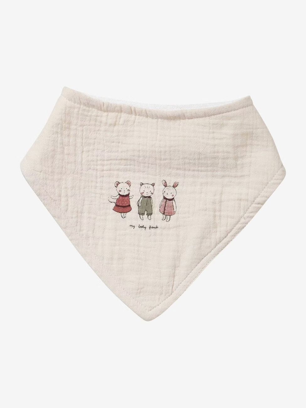 Lot 3 bavoirs bandanas en gaze de coton / éponge rose grenier (Vertbaudet) - Image 2