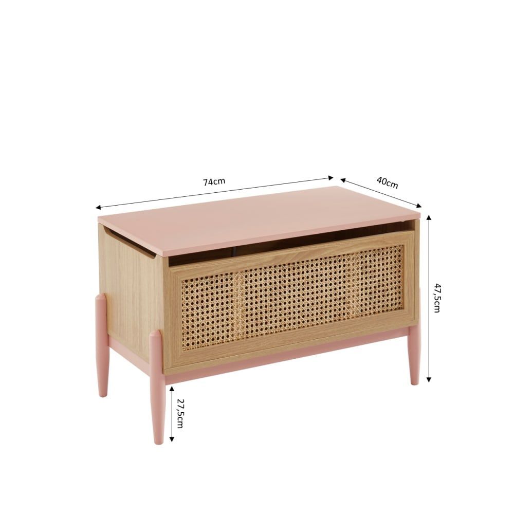 Coffre à jouet rose et cannage rotin (Baita) - Image 2