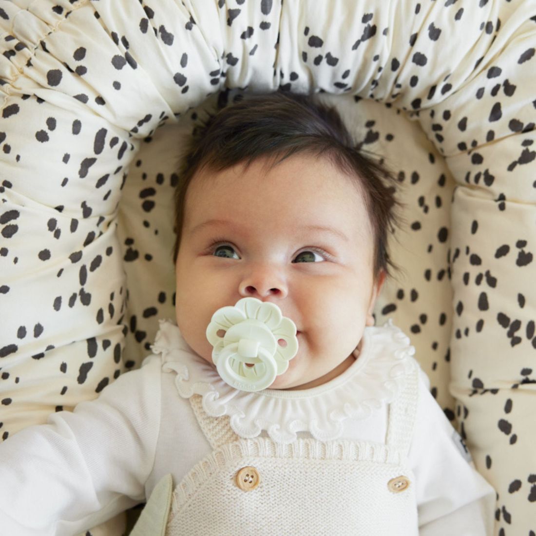 Sucette symétrique en silicone Binky Bloom Vanilla White (3 mois et +) (Elodie Details) - Image 1