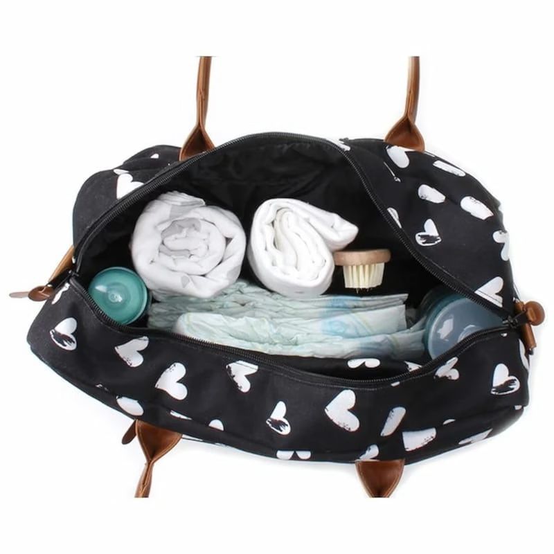 Sac à langer matelas noir blanc coeurs (Kidzroom) - Image 3