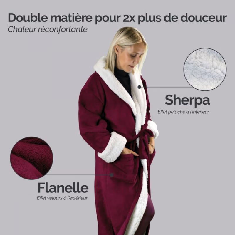 Robe de chambre polaire prune - S/M (Vivezen) - Image 2