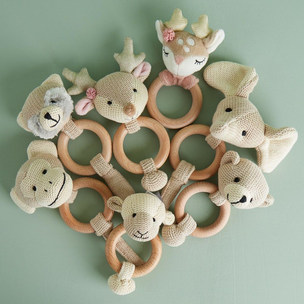 Hochet singe au crochet avec anneau en bois (Bieco) - Image 2