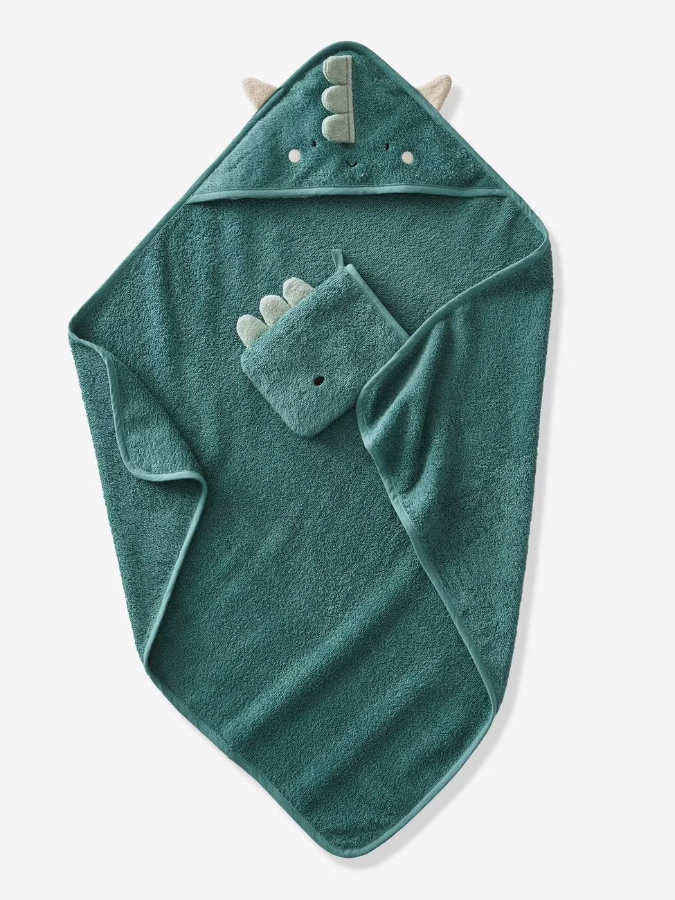 Cape de bain et gant DRAGON vert (Vertbaudet) - Image 2