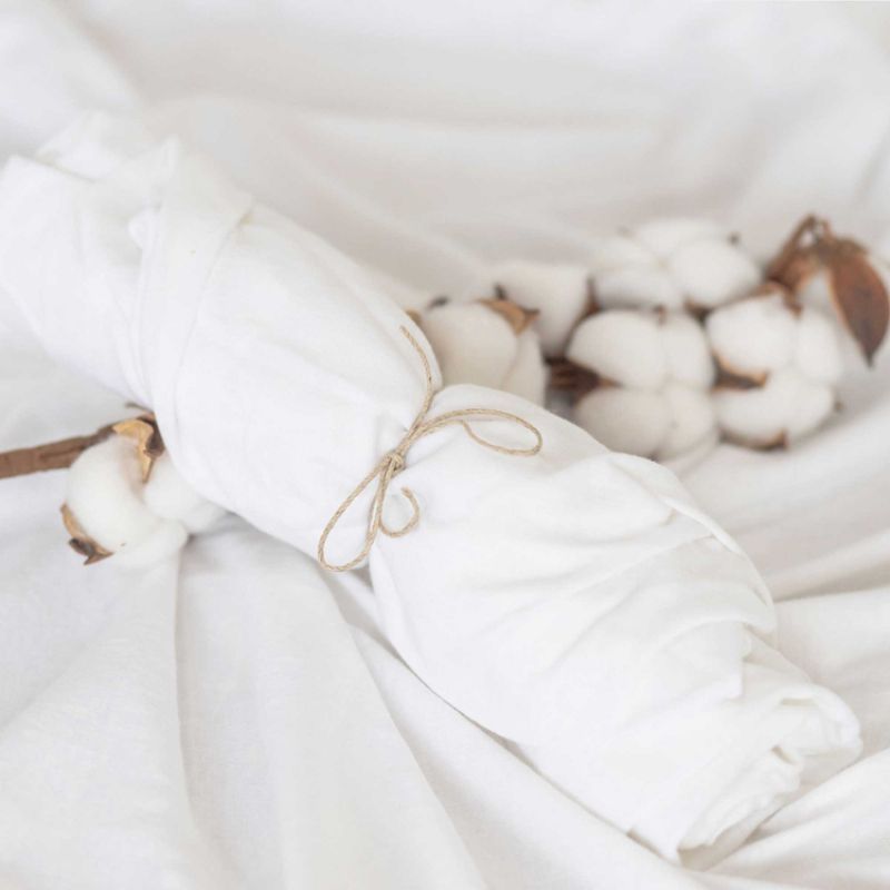 Drap housse de berceau en coton bio blanc (40 x 80 cm) (Domiva) - Image 2