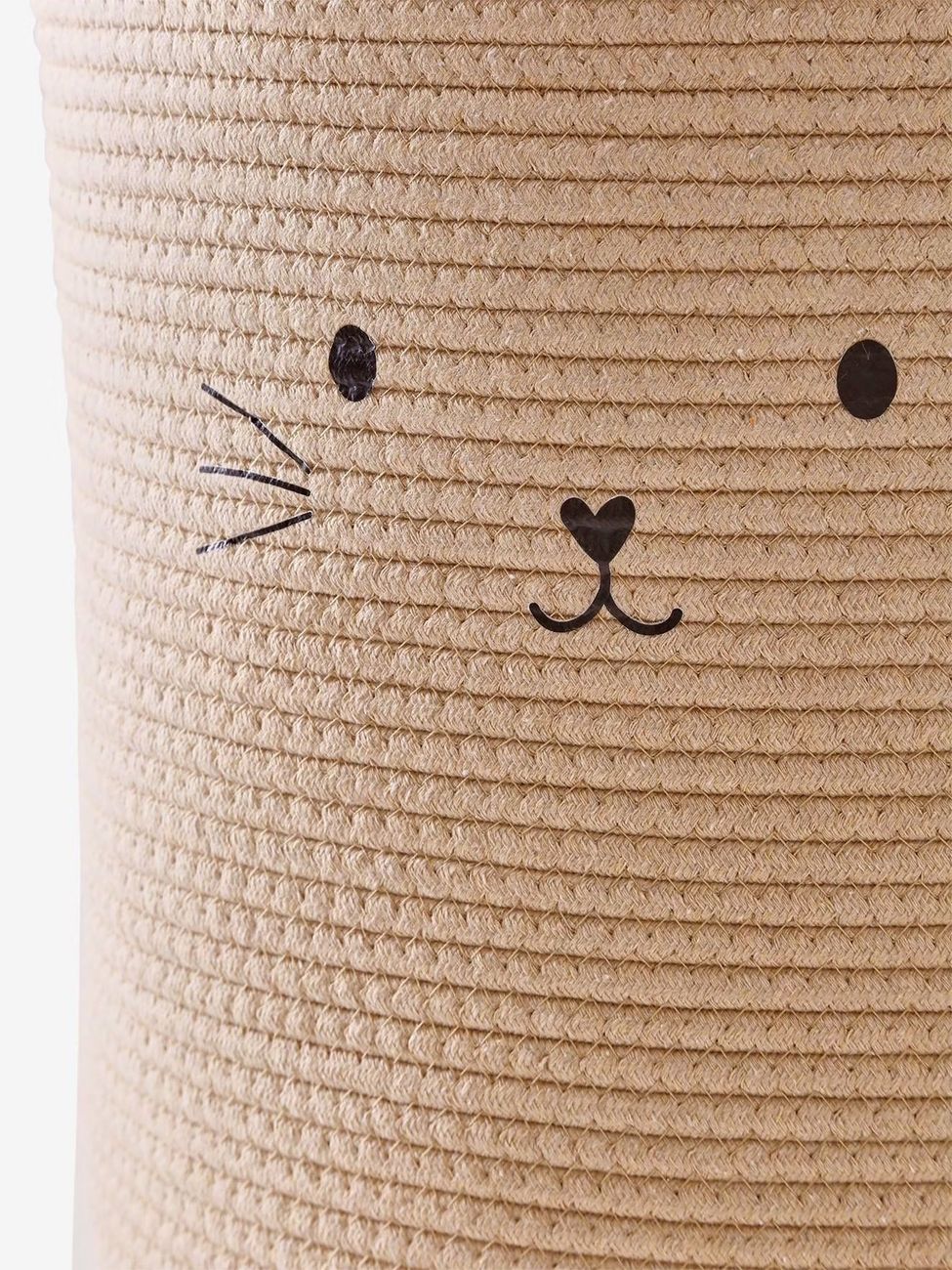 Panier de rangement XL en corde de coton Chat beige (Vertbaudet) - Image 2