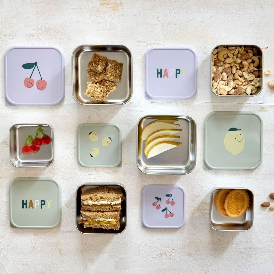 Lot de 3 boîtes à goûter inox Happy Fruits Citron (0,5 L) (Lassig) - Image 3