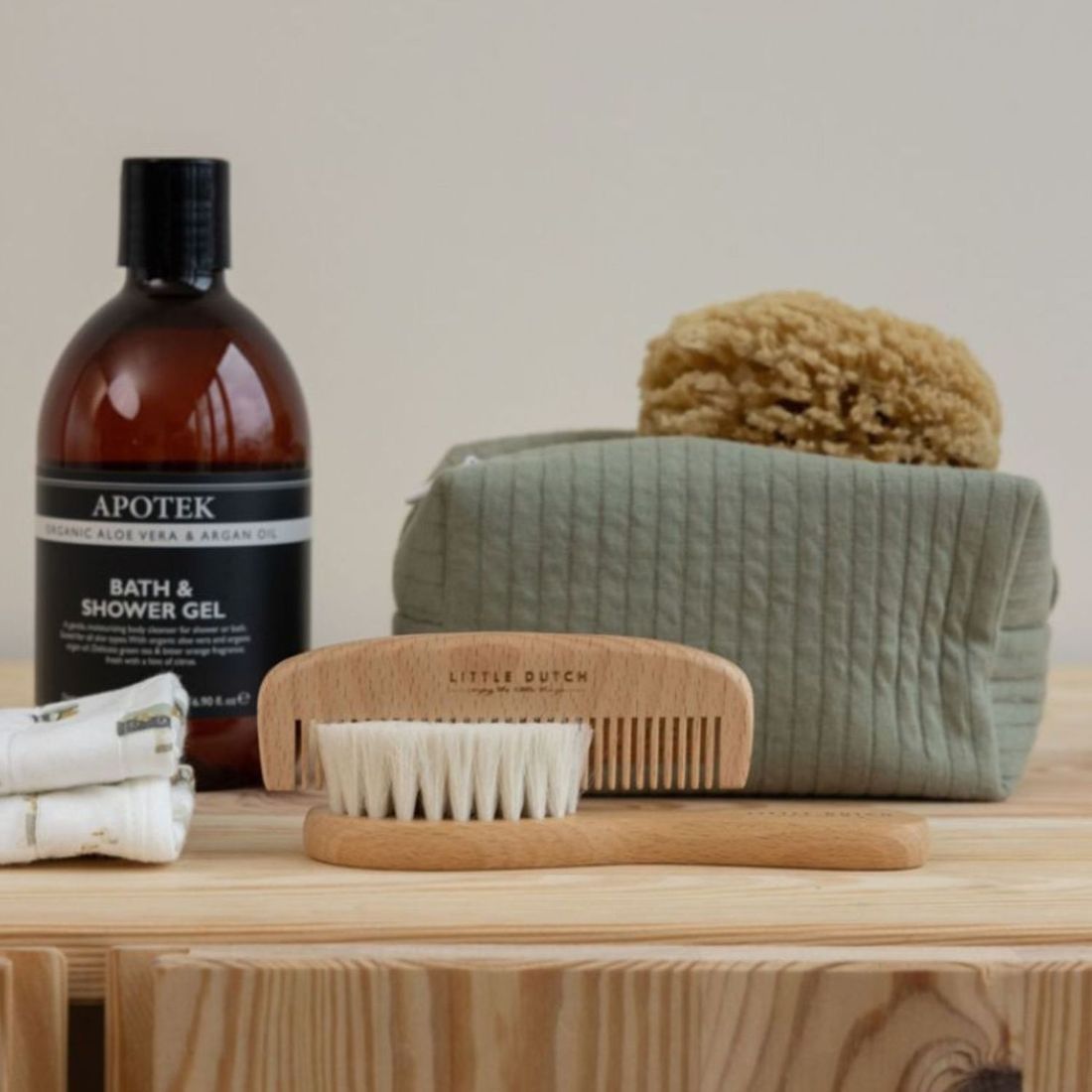 Ensemble brosse et peigne bébé en bois (Little Dutch) - Image 6