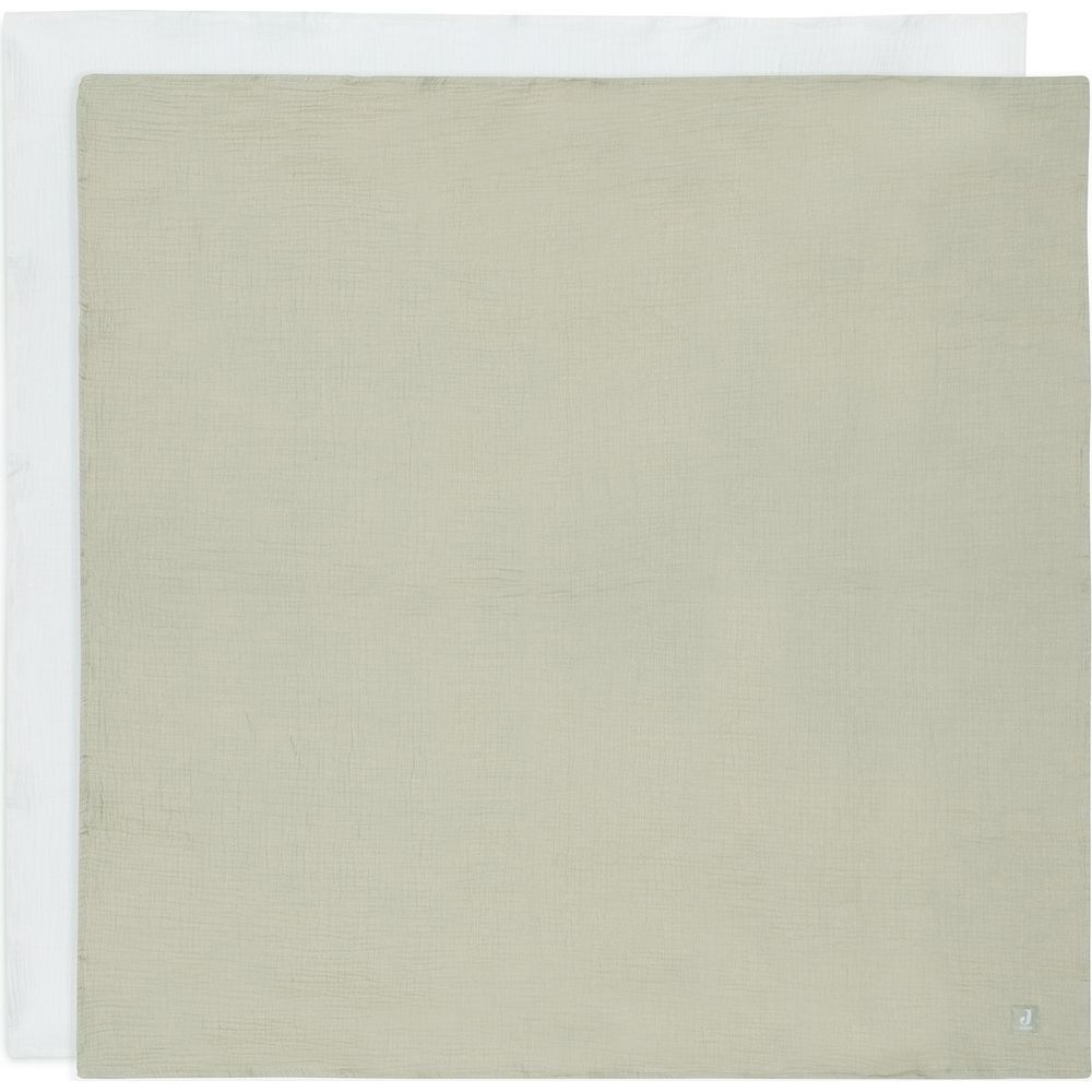 Lot de 2 maxi-langes en coton Olive Green-Ivory (115 x 115 cm) (Jollein) - Couverture