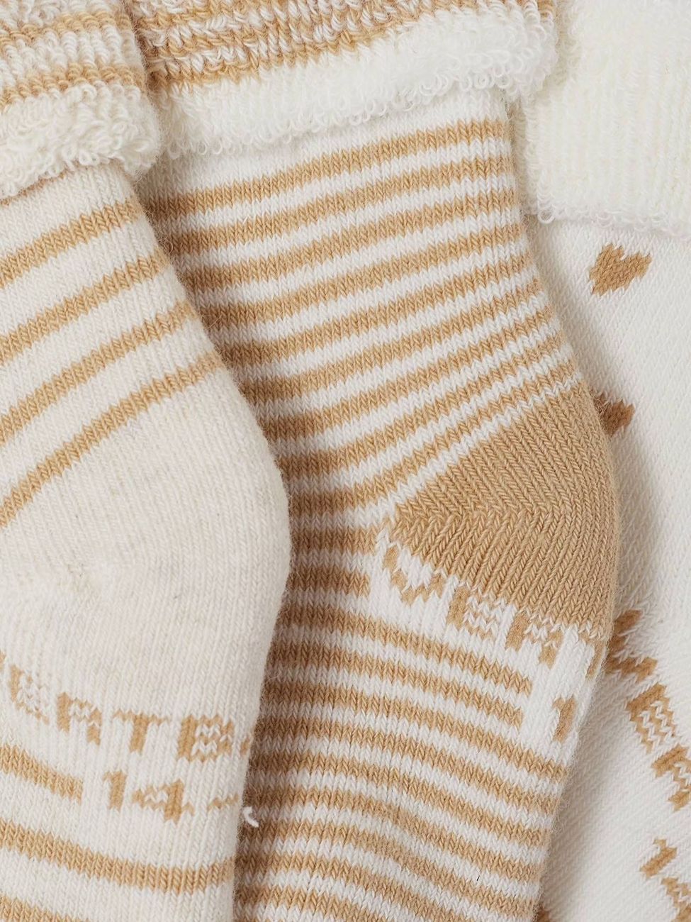 Lot de 3 paires de chaussettes bébé fille coeurs lot beige (Vertbaudet) - Image 2