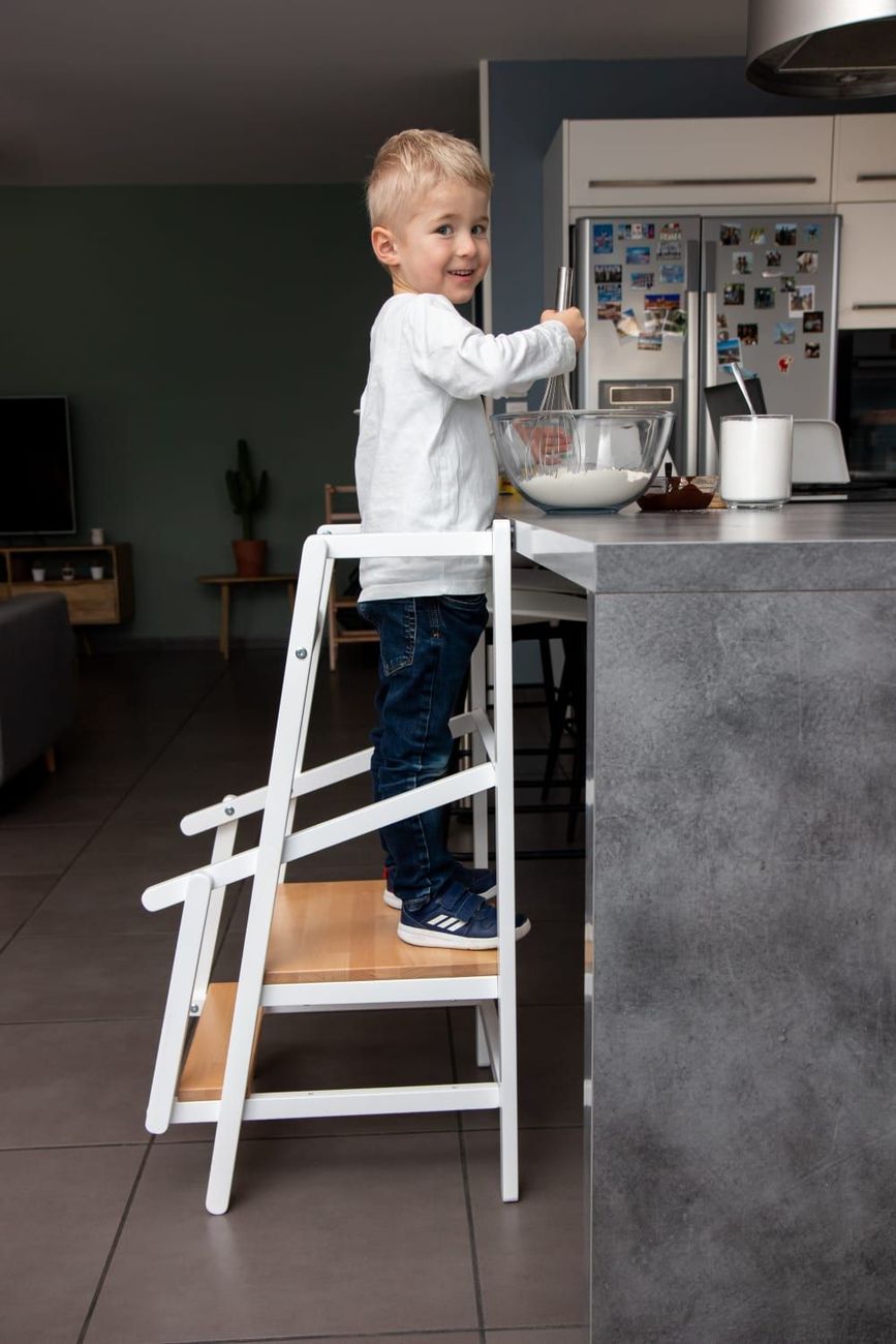 Tour d'observation/apprentissage enfant en bois blanc et hêtre verni (Jurababy) - Image 2