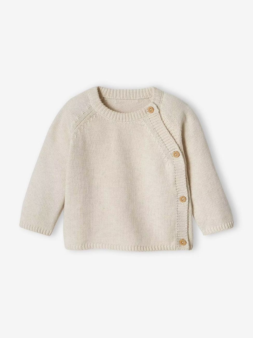 Pull bébé en tricot ouverture devant beige chiné (Vertbaudet) - Couverture
