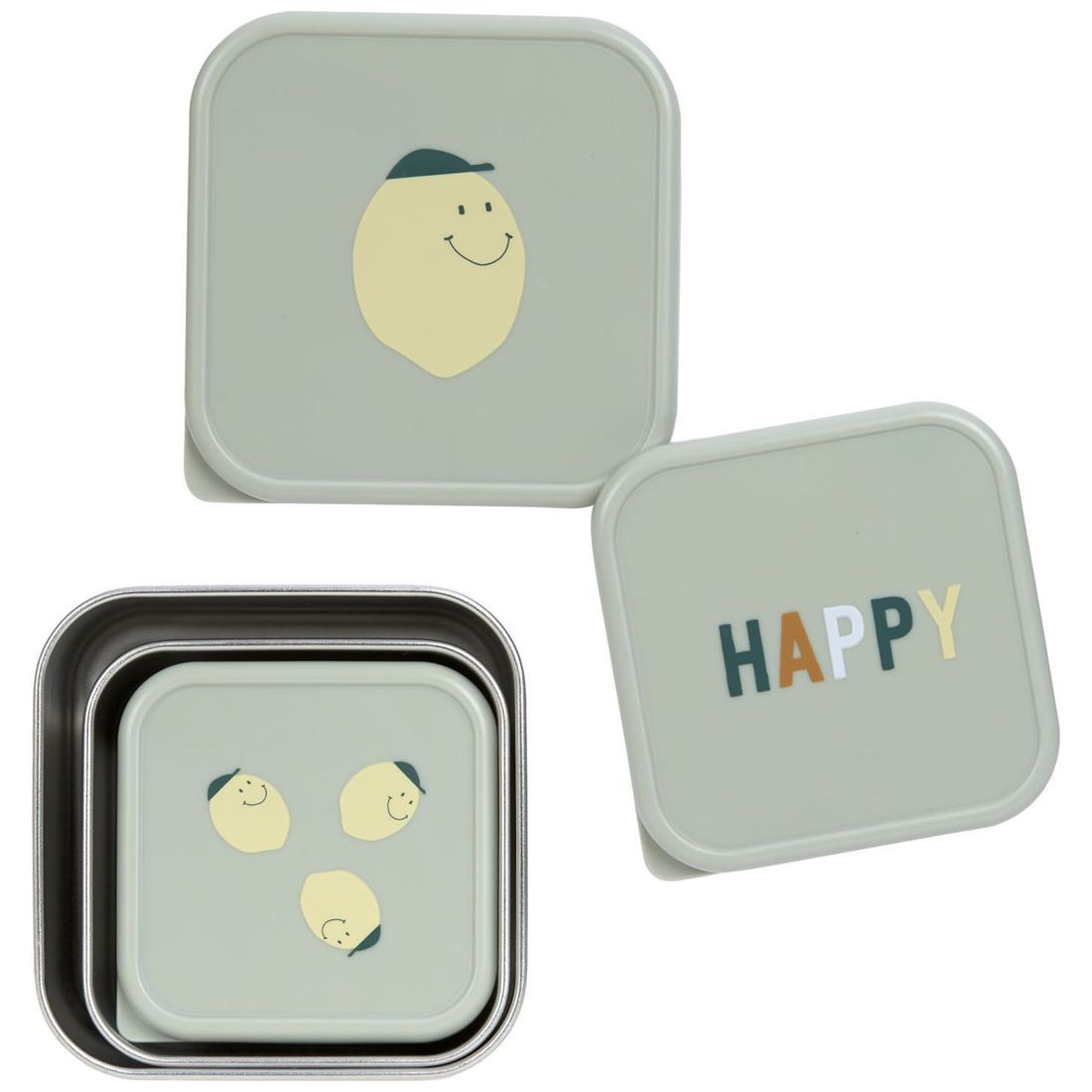 Lot de 3 boîtes à goûter inox Happy Fruits Citron (0,5 L) (Lassig) - Image 5