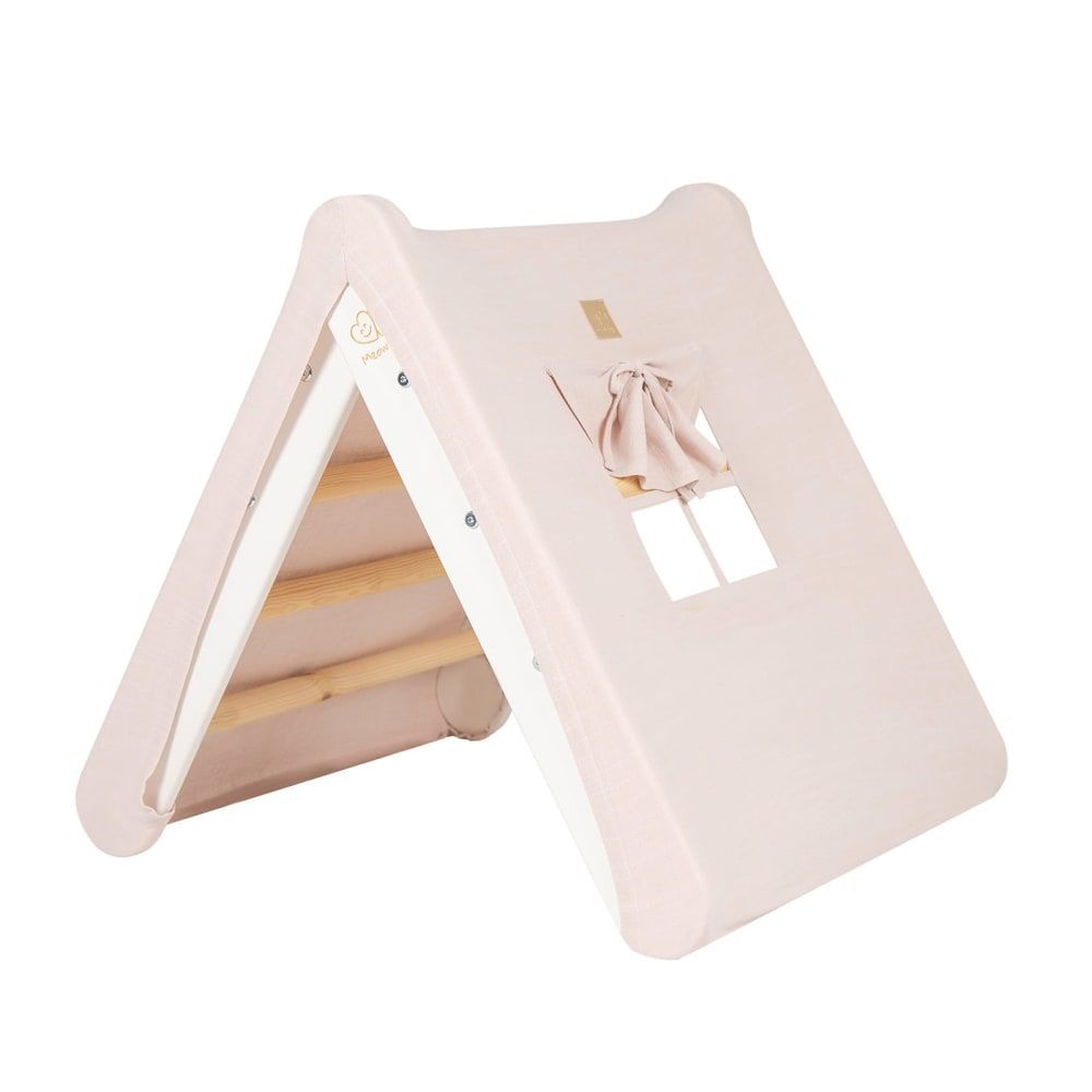 Maison d'escalade triangulaire avec cadre pliable blanc, rose (MeowBaby) - Image 1