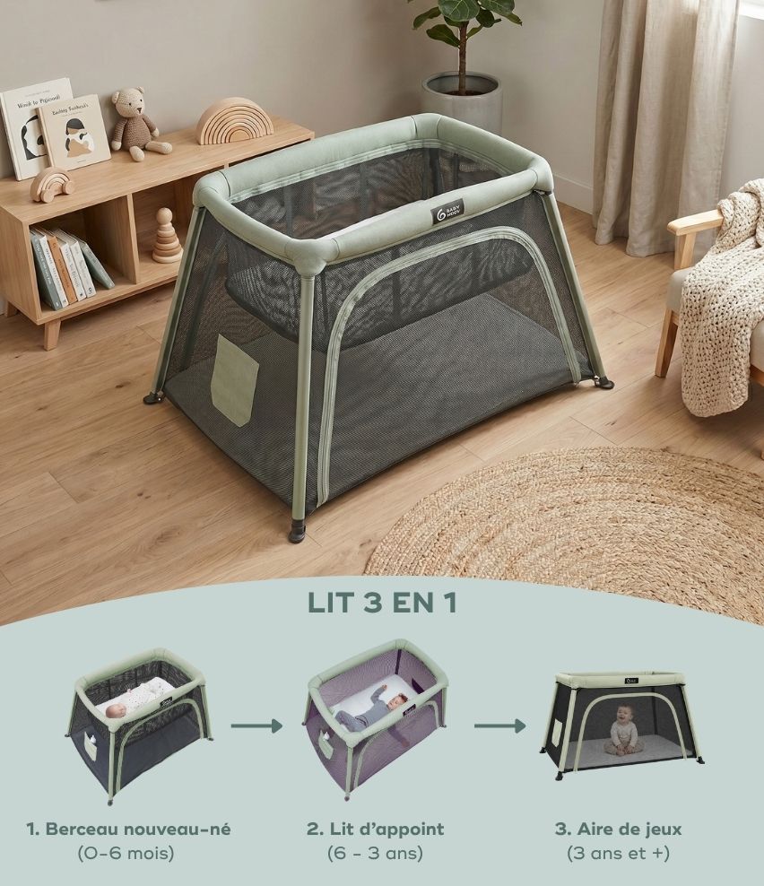 Lit parapluie bébé avec berceau intégré, 0 à 4 ans – Moov & Comfy (Babymoov) - Image 3