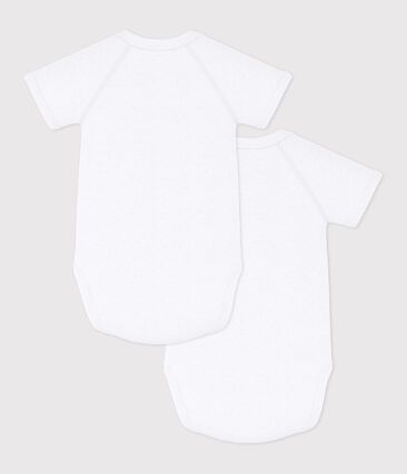Lot de bodies croisés manches courtes bébé en coton uni (Petit Bateau) - Image 1