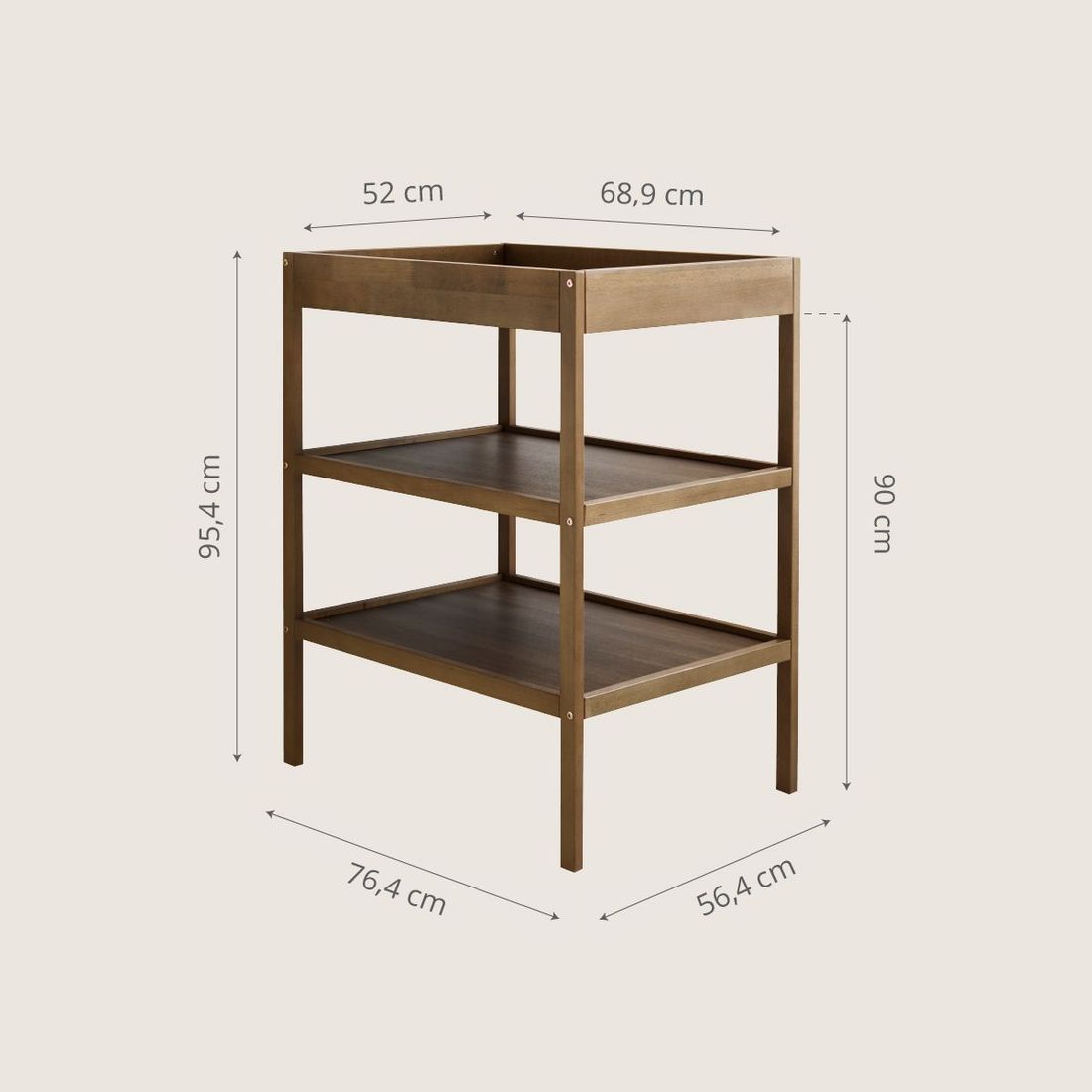 Petite Amélie Table à langer | Bois de hêtre massif | Cocoa | Jusqu'à 12 mois | Charge maximale 11 kg | Structure stable et solide résistante (Petite Amélie) - Image 3