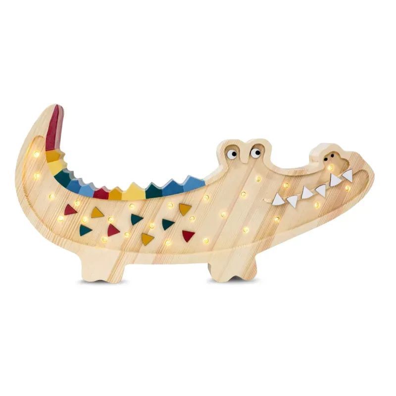 Lampe veilleuse crocodile bois naturel (Little Lights) - Image 1