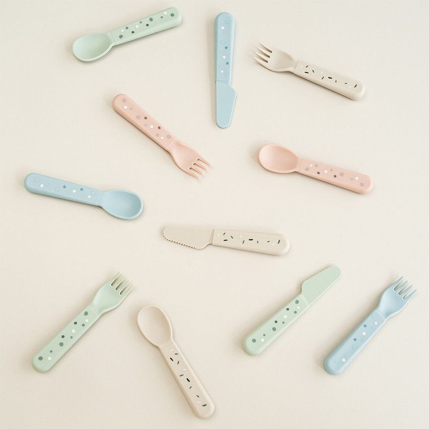 Set de 3 couverts Foodie Confetti sable - Ecru (Done by deer) - Image 3